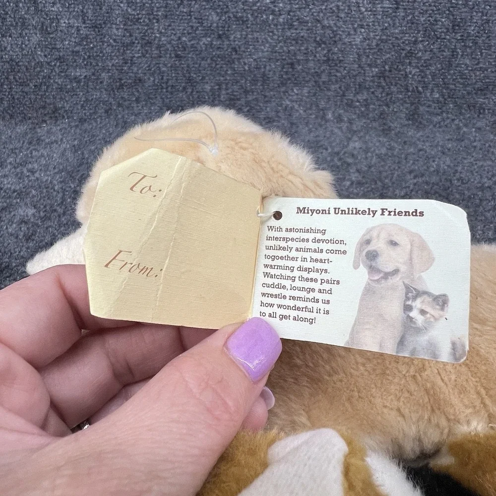 Unlikely Friends Plush Yellow Lab & Calico Kitten Cat #26212 Miyoni by Aurora
